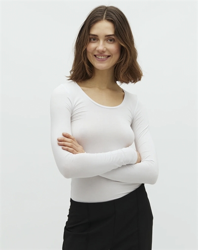 Mbym - Anna Basic Langærmet Trøje - Optical White 